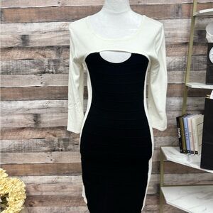 Venus Black & White Bodycon Dress Small